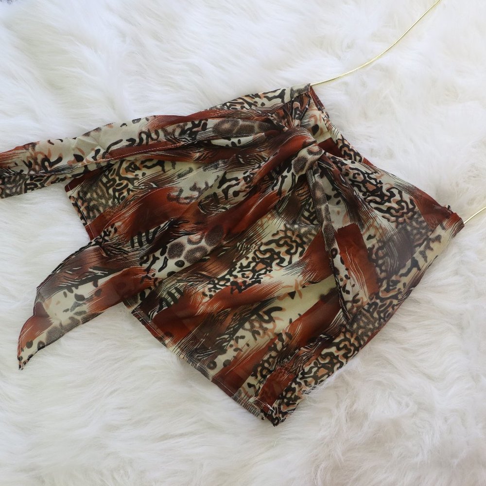 SHEIN VCAY Mixed Print Knot Front Skirt